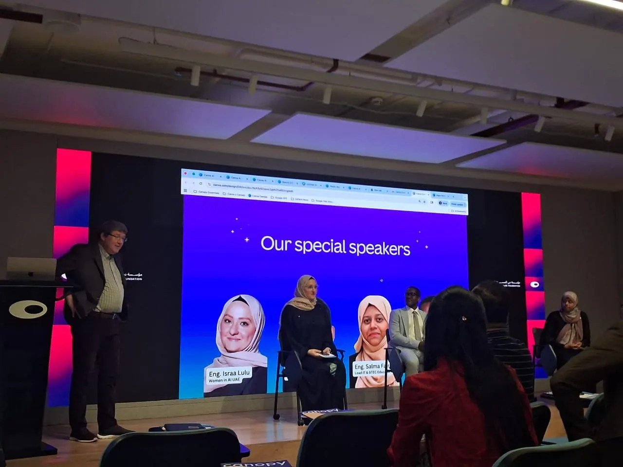 Salma on a speaker panel